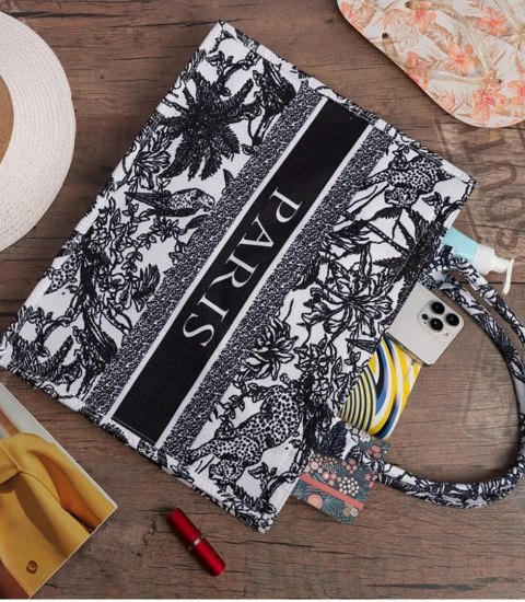 Duża torba shopperka Stylowa Sztywna z napisem PARIS (Czarny) Duża torba shopperka Stylowa Sztywna z napisem PARIS (Czarny)