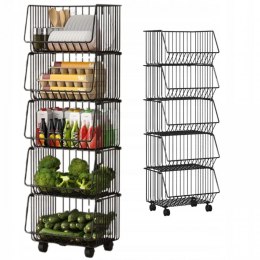 Fünfstufiges Regal auf Rädern, Metall, Körbe, XXL 99x41x29cm SZ26