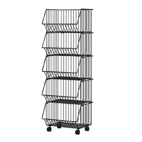 Fünfstufiges Regal auf Rädern, Metall, Körbe, XXL 99x41x29cm SZ26 Fünfstufiges Regal auf Rädern, Metall, Körbe, XXL 99x41x29cm SZ26