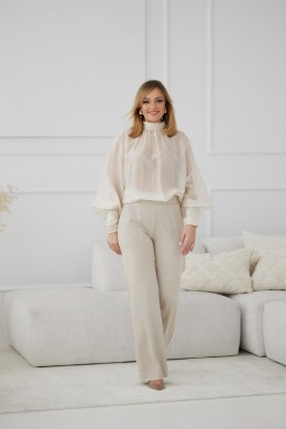 Spodnie Damskie Model M419/D Jodełka/Beige/Lurex - La Aurora - 36