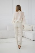 Spodnie Damskie Model M419/D Jodełka/Beige/Lurex - La Aurora - 40 Spodnie Damskie Model M419/D Jodełka/Beige/Lurex - La Aurora - 40