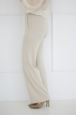 Spodnie Damskie Model M419/D Jodełka/Beige/Lurex - La Aurora - 44