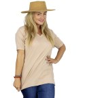 Bluzka koszulka t-shirt z dekoltem w serek i rękawem 1/2 MIRABEL (Beżowy) Bluzka koszulka t-shirt z dekoltem w serek i rękawem 1/2 MIRABEL (Beżowy)