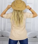 Bluzka koszulka t-shirt z dekoltem w serek i rękawem 1/2 MIRABEL (Beżowy) Bluzka koszulka t-shirt z dekoltem w serek i rękawem 1/2 MIRABEL (Beżowy)