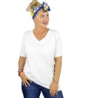 Bluzka koszulka t-shirt z dekoltem w serek i rękawem 1/2 MIRABEL (Biały)