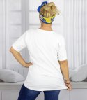 Bluzka koszulka t-shirt z dekoltem w serek i rękawem 1/2 MIRABEL (Biały)