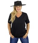 Bluzka koszulka t-shirt z dekoltem w serek i rękawem 1/2 MIRABEL (Czarny)