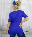 Bluzka koszulka t-shirt z dekoltem w serek i rękawem 1/2 MIRABEL (Niebieski) Bluzka koszulka t-shirt z dekoltem w serek i rękawem 1/2 MIRABEL (Niebieski)