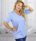 Bluzka koszulka t-shirt z dekoltem w serek i rękawem 1/2 MIRABEL (Niebieski)