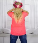Bluzka koszulka t-shirt z dekoltem w serek i rękawem 1/2 MIRABEL (Różowy)