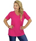 Bluzka koszulka t-shirt z dekoltem w serek i rękawem 1/2 MIRABEL (Różowy)