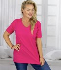 Bluzka koszulka t-shirt z dekoltem w serek i rękawem 1/2 MIRABEL (Różowy)