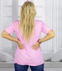 Bluzka koszulka t-shirt z dekoltem w serek i rękawem 1/2 MIRABEL (Różowy)