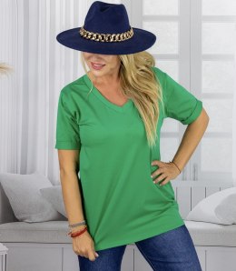 Bluzka koszulka t-shirt z dekoltem w serek i rękawem 1/2 MIRABEL (Zielony)