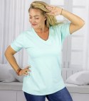 Bluzka koszulka t-shirt z dekoltem w serek i rękawem 1/2 MIRABEL (Zielony) Bluzka koszulka t-shirt z dekoltem w serek i rękawem 1/2 MIRABEL (Zielony)