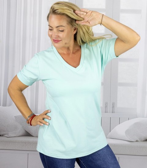 Bluzka koszulka t-shirt z dekoltem w serek i rękawem 1/2 MIRABEL (Zielony) Bluzka koszulka t-shirt z dekoltem w serek i rękawem 1/2 MIRABEL (Zielony)