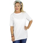 Bluzka koszulka t-shirt z okrągłym dekoltem i rękawem 1/2 EVELINA (Biały)
