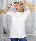 Bluzka koszulka t-shirt z okrągłym dekoltem i rękawem 1/2 EVELINA (Biały)