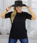 Bluzka koszulka t-shirt z okrągłym dekoltem i rękawem 1/2 EVELINA (Czarny)