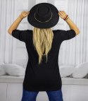 Bluzka koszulka t-shirt z okrągłym dekoltem i rękawem 1/2 EVELINA (Czarny)
