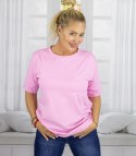 Bluzka koszulka t-shirt z okrągłym dekoltem i rękawem 1/2 EVELINA (Różowy)