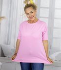 Bluzka koszulka t-shirt z okrągłym dekoltem i rękawem 1/2 EVELINA (Różowy)