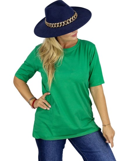 Bluzka koszulka t-shirt z okrągłym dekoltem i rękawem 1/2 EVELINA (Zielony)