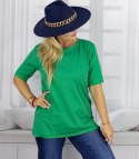 Bluzka koszulka t-shirt z okrągłym dekoltem i rękawem 1/2 EVELINA (Zielony)