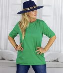 Bluzka koszulka t-shirt z okrągłym dekoltem i rękawem 1/2 EVELINA (Zielony)
