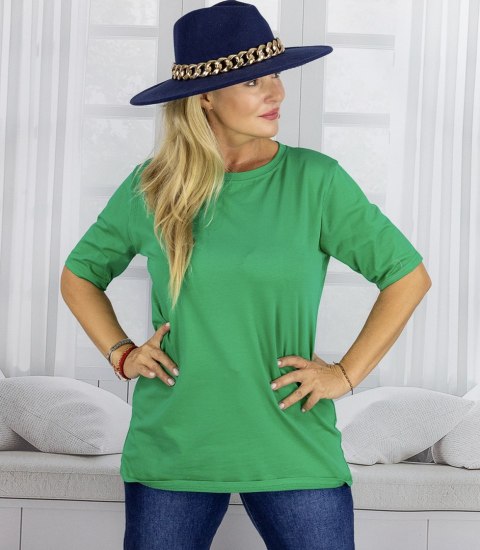 Bluzka koszulka t-shirt z okrągłym dekoltem i rękawem 1/2 EVELINA (Zielony) Bluzka koszulka t-shirt z okrągłym dekoltem i rękawem 1/2 EVELINA (Zielony)
