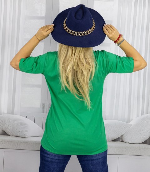 Bluzka koszulka t-shirt z okrągłym dekoltem i rękawem 1/2 EVELINA (Zielony) Bluzka koszulka t-shirt z okrągłym dekoltem i rękawem 1/2 EVELINA (Zielony)