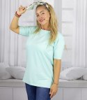 Bluzka koszulka t-shirt z okrągłym dekoltem i rękawem 1/2 EVELINA (Zielony)