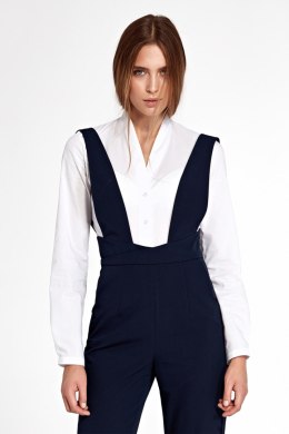 Koszula body bez kołnierzyka K52 White - Nife - 38