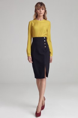 Spódnica Czarna spódnica z wysokim stanem SP56 Black - Nife - 36