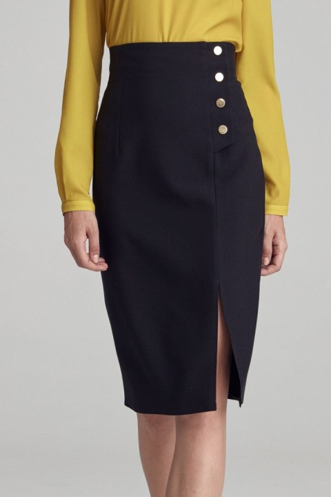 Spódnica Czarna spódnica z wysokim stanem SP56 Black - Nife - 42