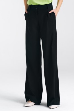Spodnie lniane wide leg SD85 Black - Nife - 44