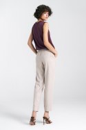 Spodnie lniane z gumką w pasie SD84 Beige - Nife - 38 Spodnie lniane z gumką w pasie SD84 Beige - Nife - 38