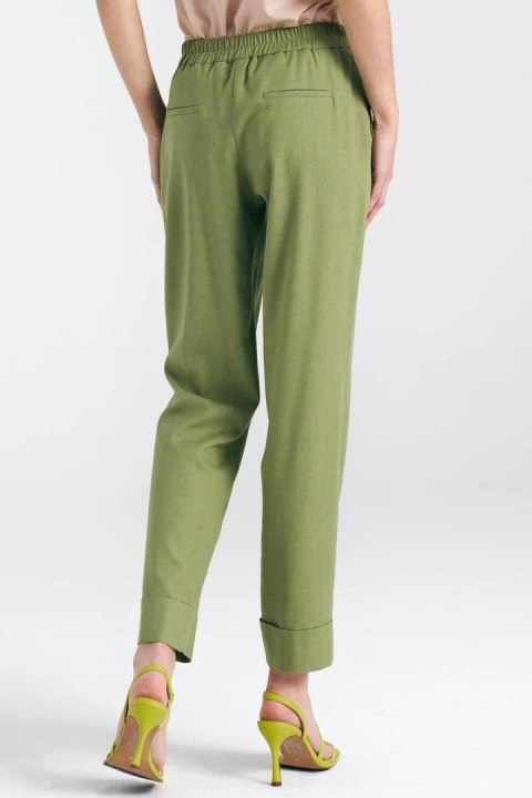 Spodnie lniane z gumką w pasie SD84 Green Pistacja - Nife - 38 Spodnie lniane z gumką w pasie SD84 Green Pistacja - Nife - 38