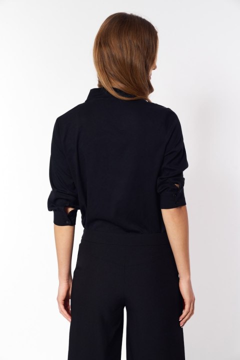 Subtelna bluzka z wiązaniem B140 Black/Grochy - Nife - 38 Subtelna bluzka z wiązaniem B140 Black/Grochy - Nife - 38