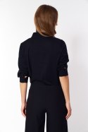 Subtelna bluzka z wiązaniem B140 Black/Grochy - Nife - 44