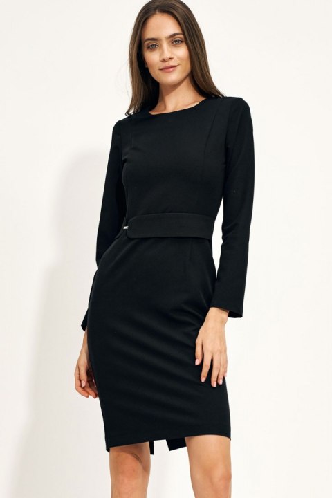 Sukienka Czarna ołówkowa sukienka S206 Black - Nife - 38