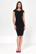 Sukienka Czarna ołówkowa sukienka za kolano S225 Black - Nife - 42 Sukienka Czarna ołówkowa sukienka za kolano S225 Black - Nife - 42