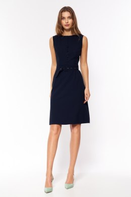 Sukienka Granatowa elegancka sukienka bez rękawów S200 Navy - Nife - 36