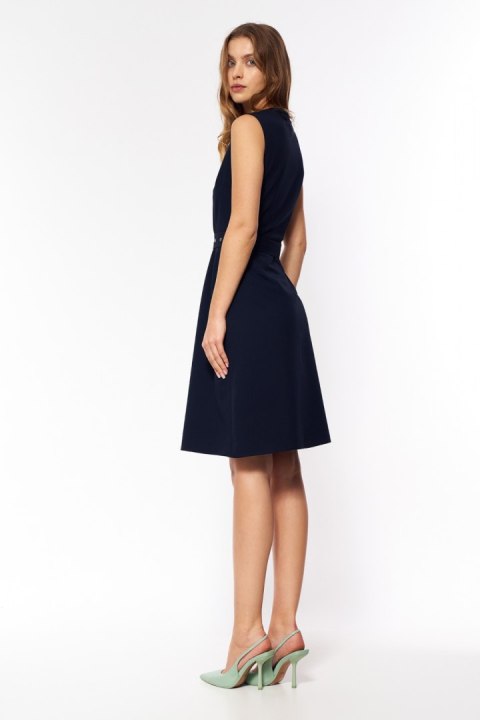 Sukienka Granatowa elegancka sukienka bez rękawów S200 Navy - Nife - 36 Sukienka Granatowa elegancka sukienka bez rękawów S200 Navy - Nife - 36