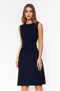 Sukienka Granatowa elegancka sukienka bez rękawów S200 Navy - Nife - 38 Sukienka Granatowa elegancka sukienka bez rękawów S200 Navy - Nife - 38