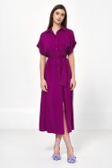 Sukienka Wiskozowa sukienka midi w kolorze pupury S221 Purpura - Nife - 40/42
