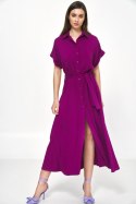Sukienka Wiskozowa sukienka midi w kolorze pupury S221 Purpura - Nife - 40/42