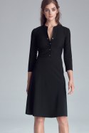Sukienka zapinana na napy S123 Black - Nife - 38 Sukienka zapinana na napy S123 Black - Nife - 38