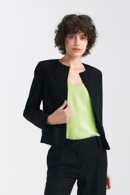 Żakiet typu chanel lniany Z54 Black - Nife - 42