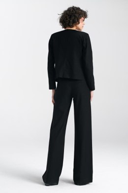 Żakiet typu chanel lniany Z54 Black - Nife - 42